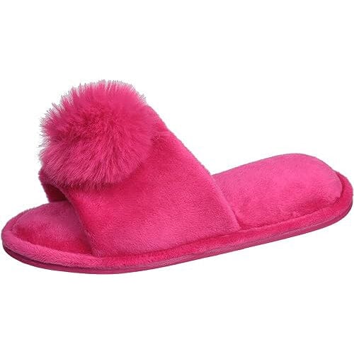 Pupeez Girl's Slipper Lovely Velvet Pom-pom Open Toe Kids House Slides Real For Sale