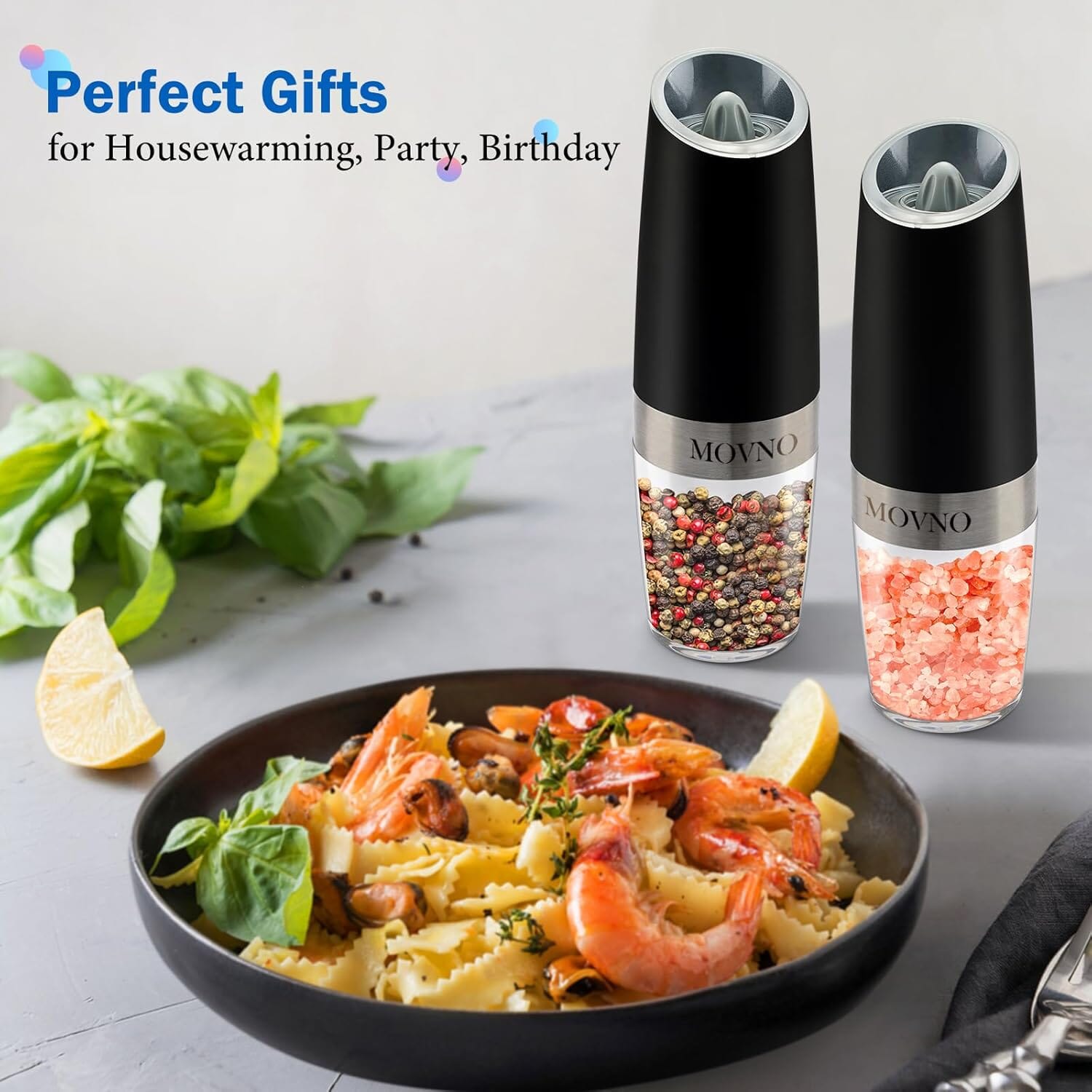 2-Piece Set: Gravity Electric Salt and Pepper Grinder Set, Battery Powered LED Light One Hand Automatic Operation Discount Wiki