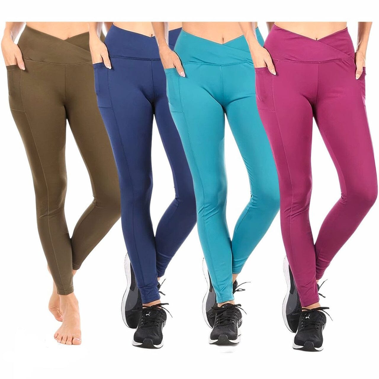 4-Pack: Women's High-Waist Active Leggings with Pockets Buy Cheap Order