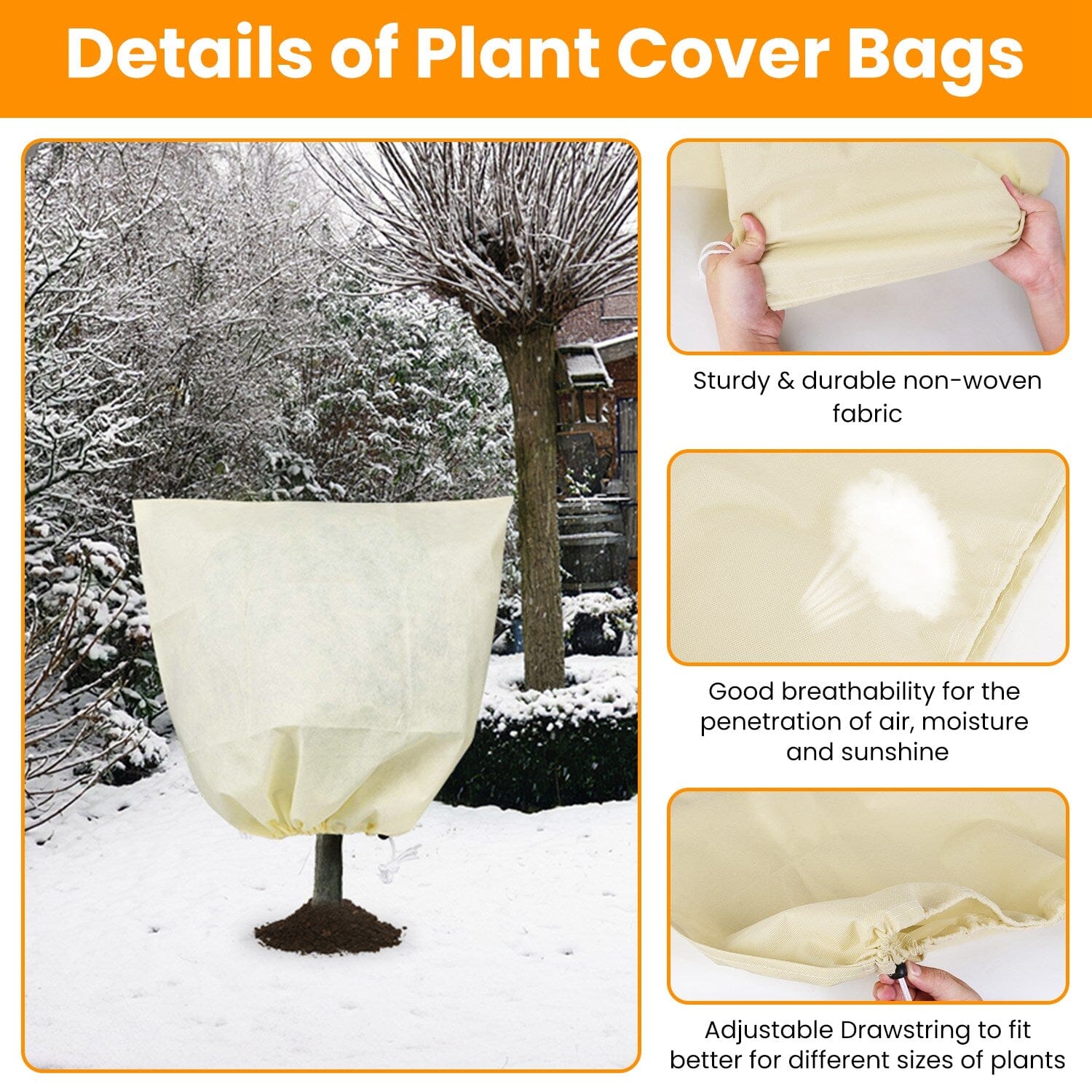 3-Pieces: Winter Plant Cover Bags with Drawstring With Credit Card Free Shipping