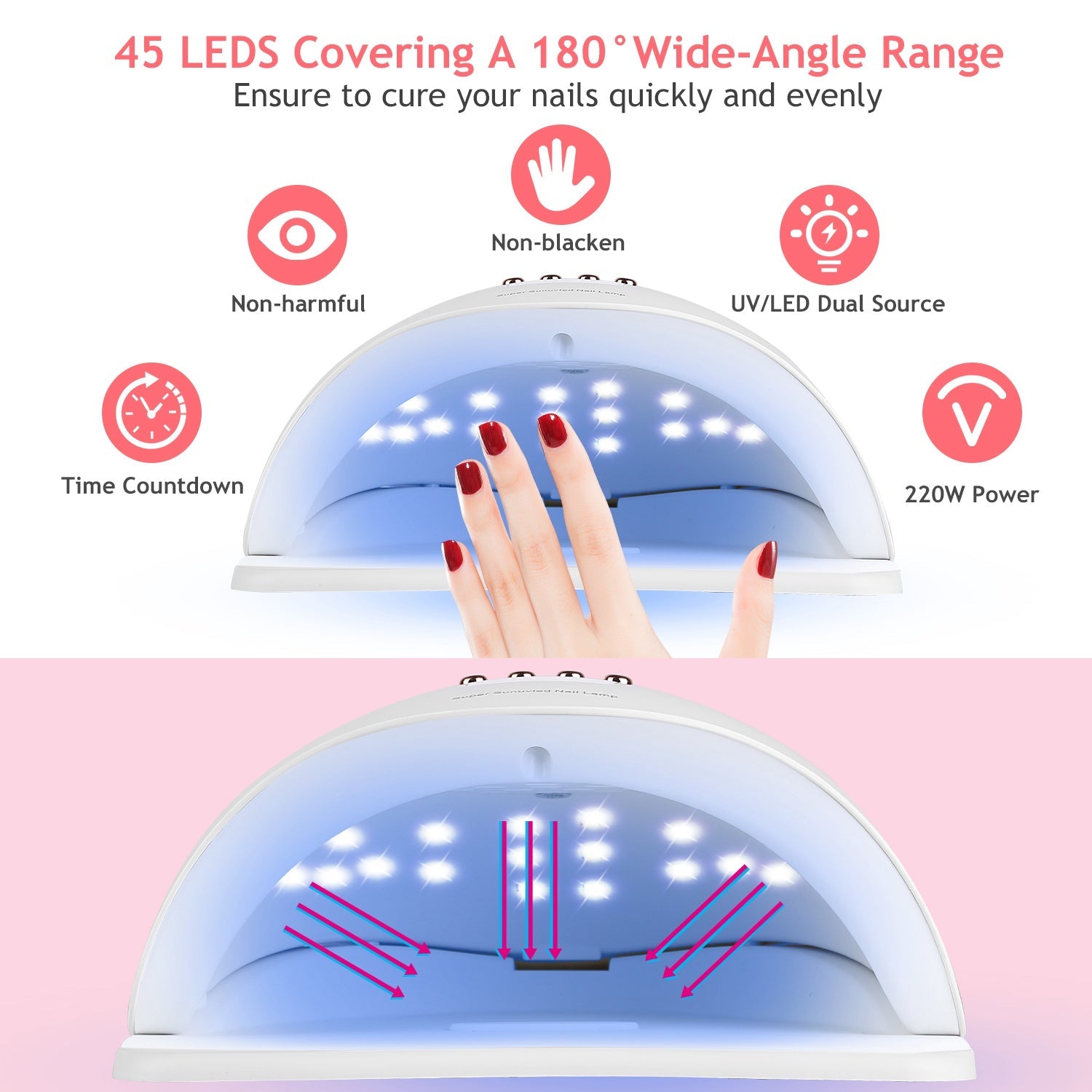 220W UV LED Nail Lamp Gel Polish Dryer Visit New