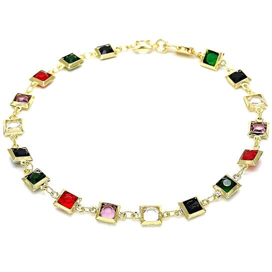 18k Gold Filled High Polish Finish Dark Block Crystal Anklet Free Shipping