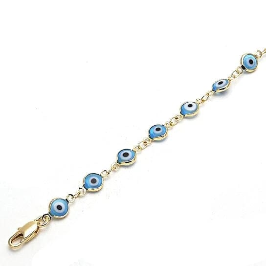 8 Gold Filled Evil Eye Light Blue Bracelet Good Selling Sale Online