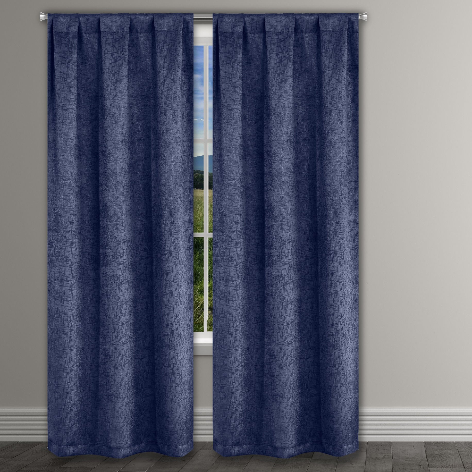 Heavy Suede Embossed Textured Blackout Thermal Window Curtain Pair Panel Cheap View