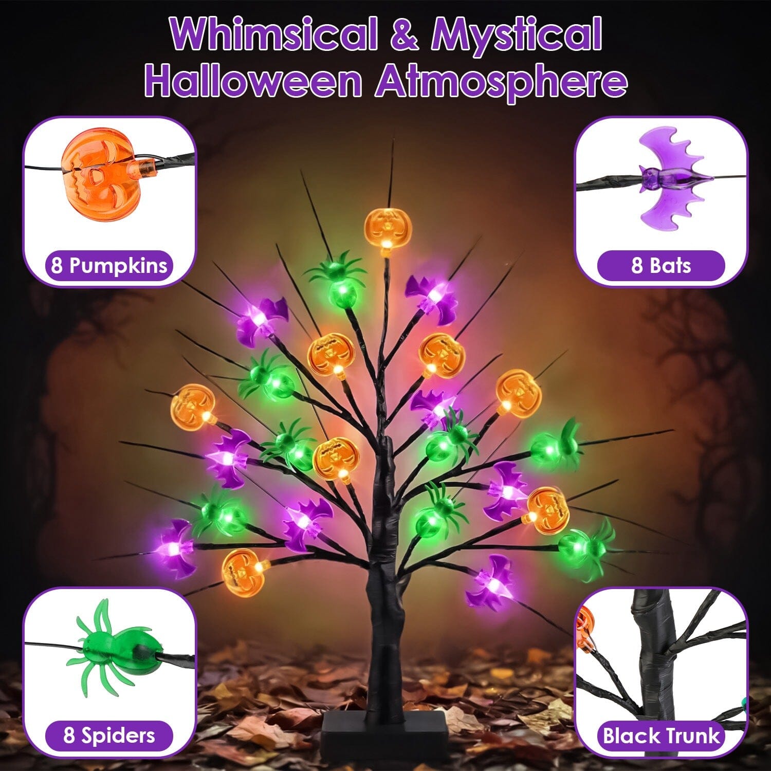 2-Pack: Lighted Halloween Trees with Timer and Adjustable Twigs Discount Nicekicks