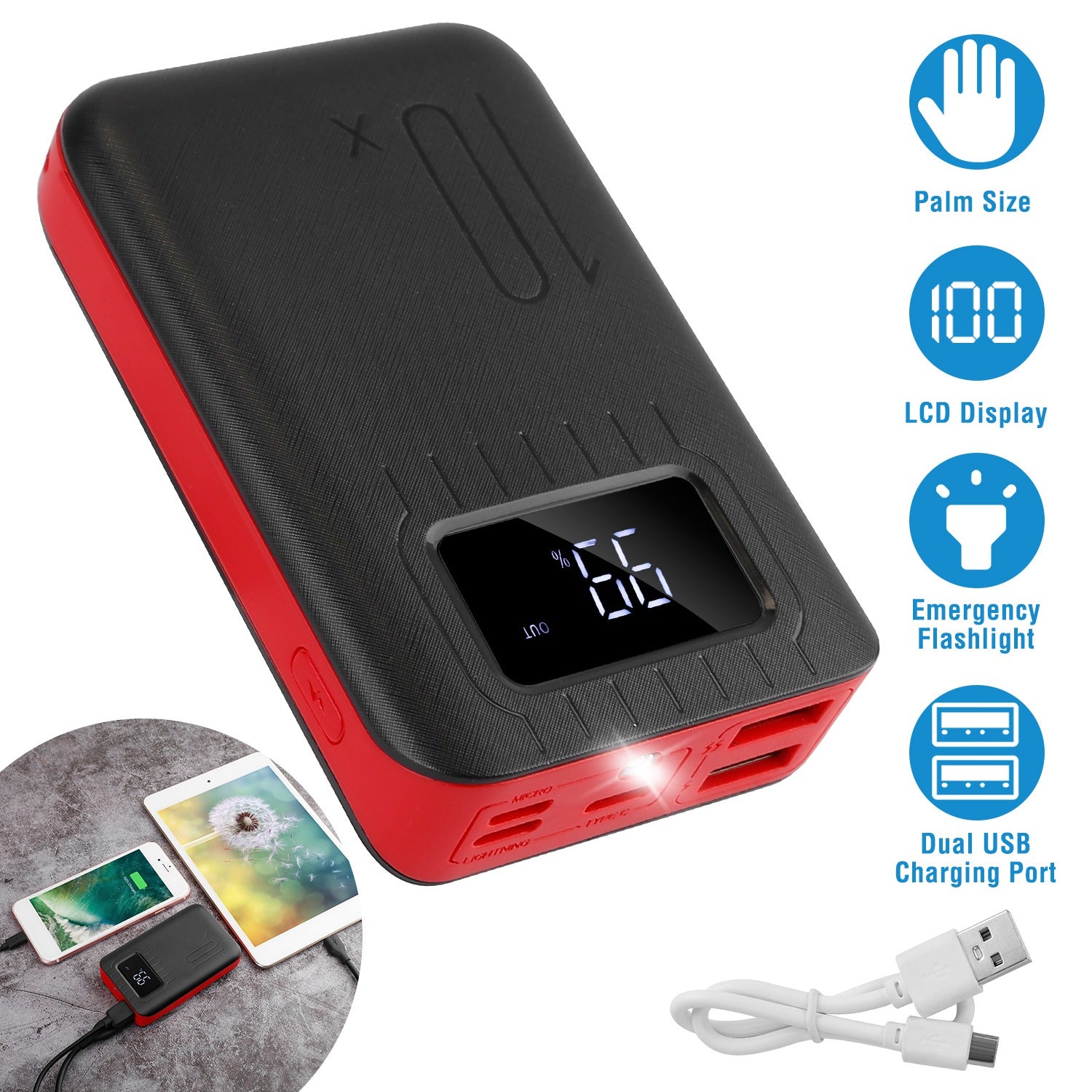 10000 mAh Portable Powerbank Dual USB Charger Port with LCD Display Manchester Cheap Pice