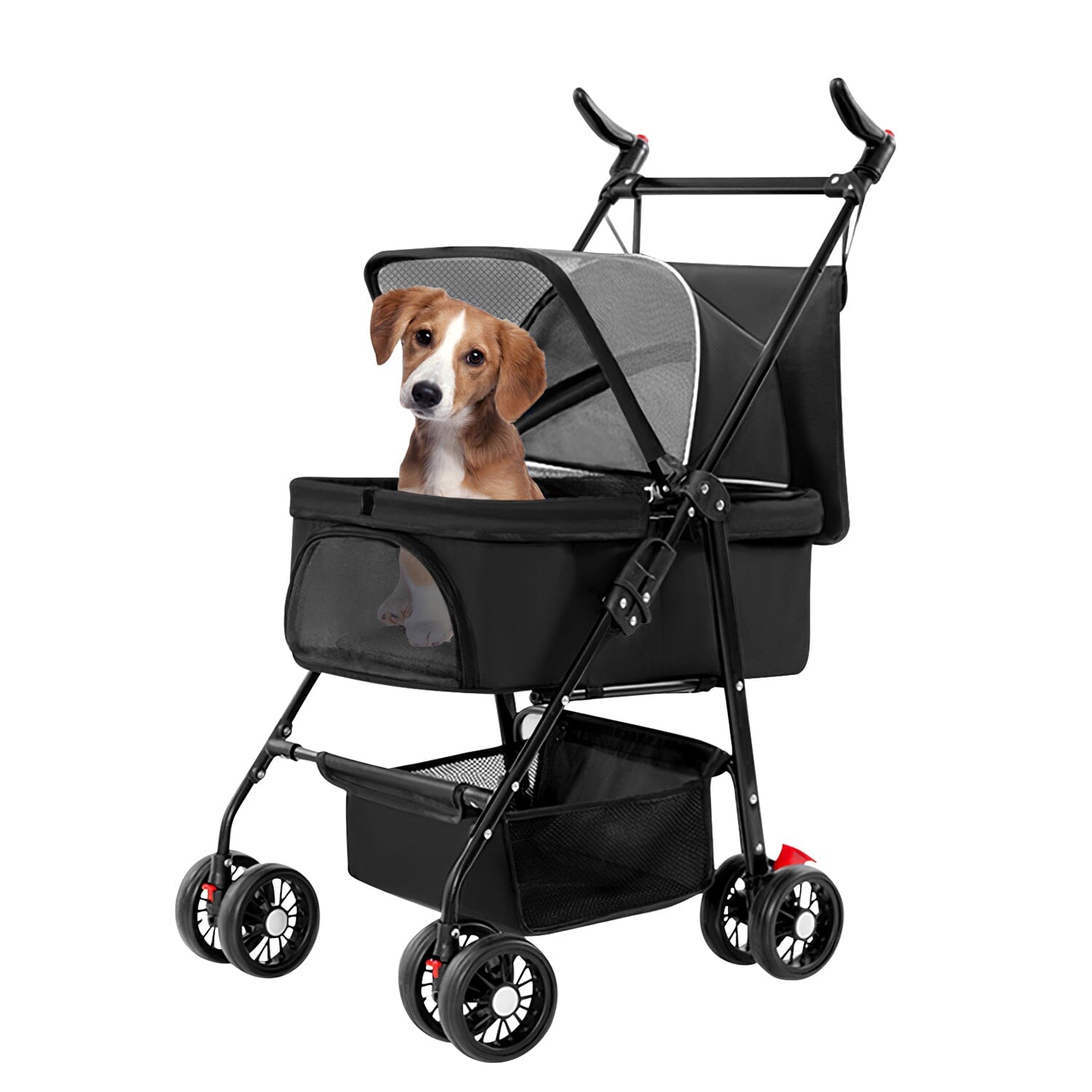 4 Wheels Pet Stroller Foldable with Removable Liner Storage Basket Amazon For Sale