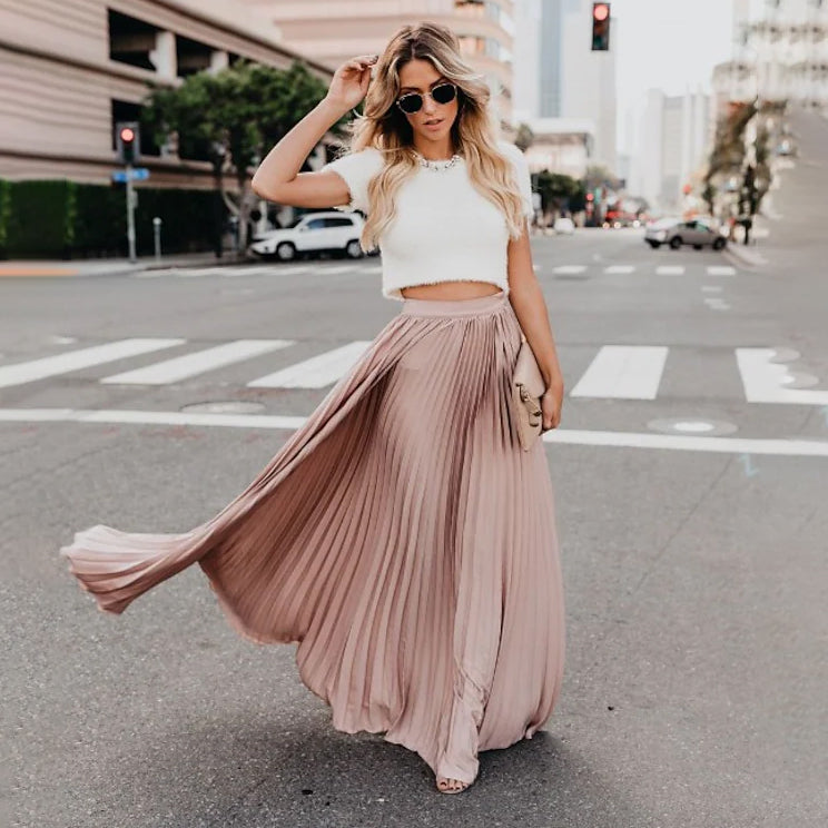 Women's Fashion Long Summer Swing Pleated Skirt Official For Sale