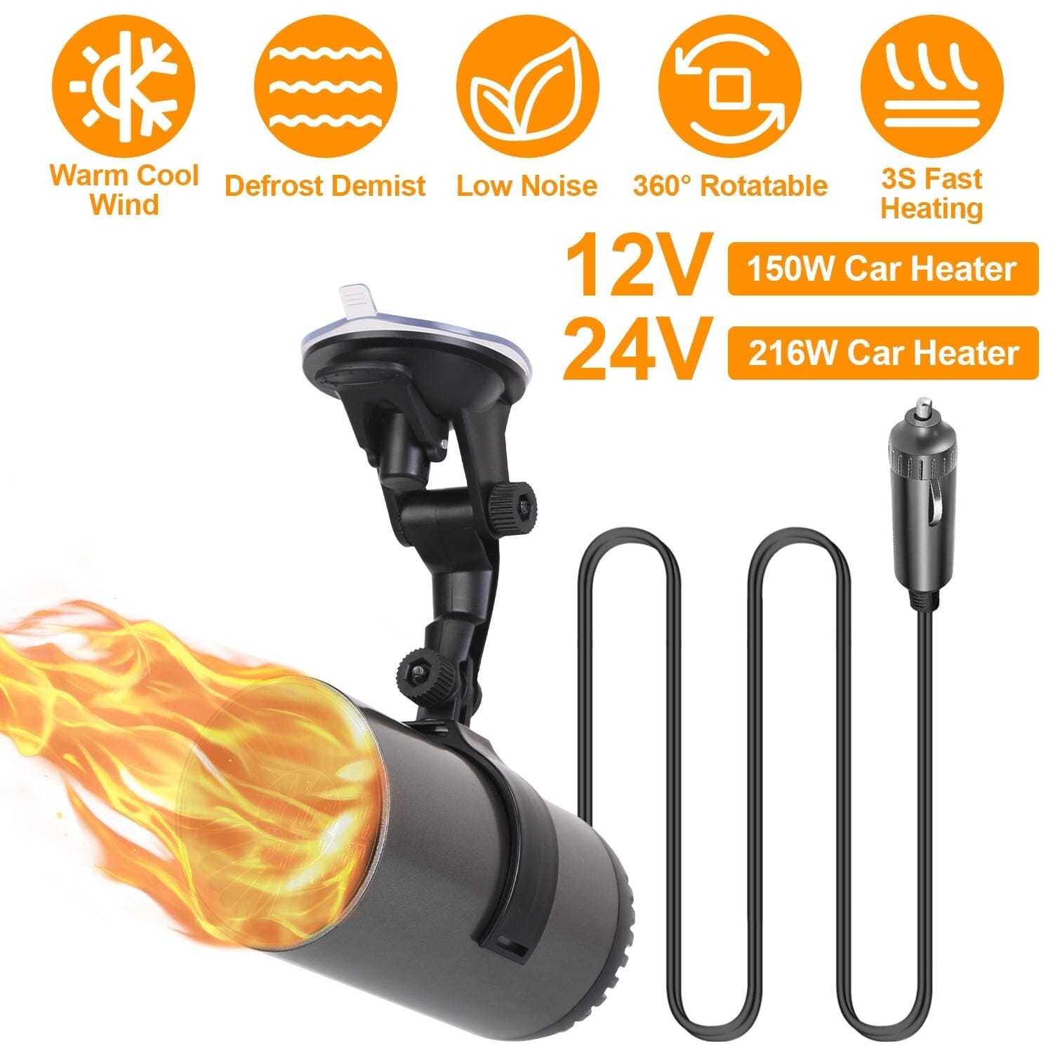 150W Portable Car Heater 2-in-1 Heating Cooling Fan Rotatable Demister Defroster Looking For Cheap Pice