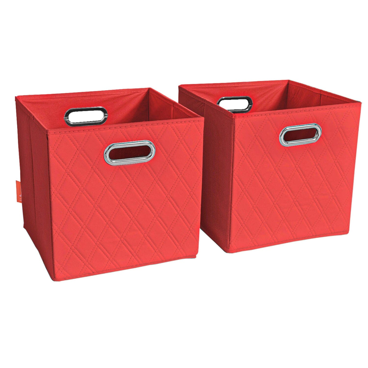 Set of 2: 11-13 Foldable Diamond Patterned Faux Leather Storage Cube Bins Discount Footaction