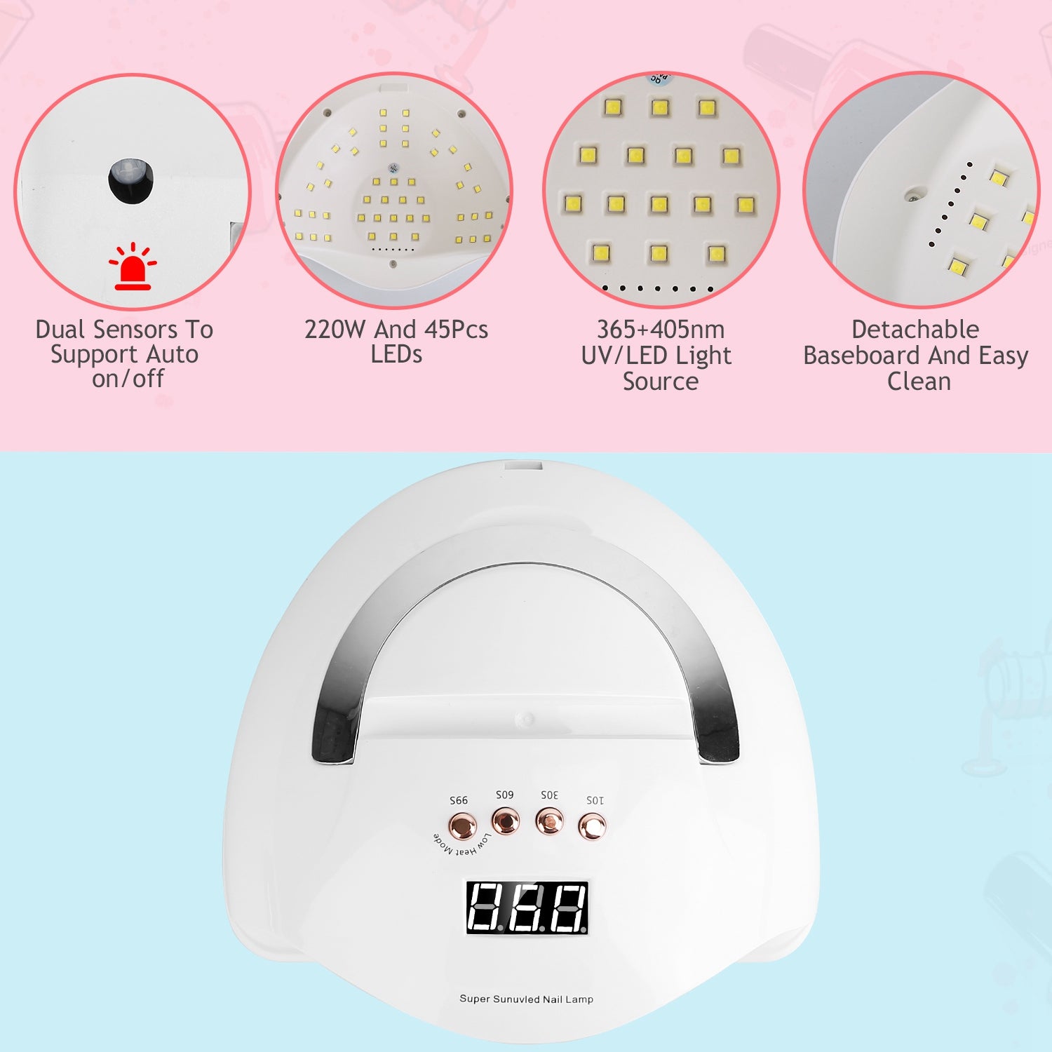 220W UV LED Nail Lamp Gel Polish Dryer Visit New