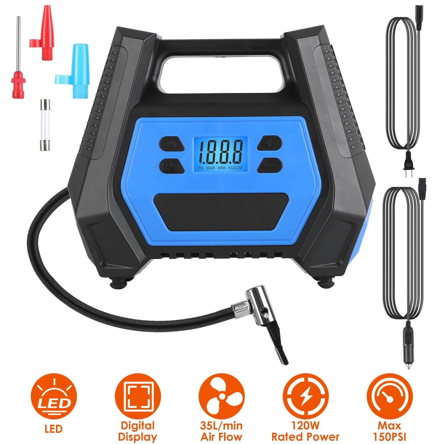 120W Max Power Portable Tire Pump with Digital Display LED Light Cheap Pices Authentic