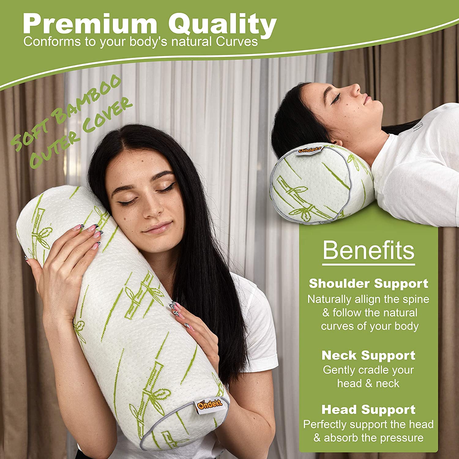 Neck Roll Pillow with Blue Shredded Foam Filling for Sleeping or Support Free Shipping In China