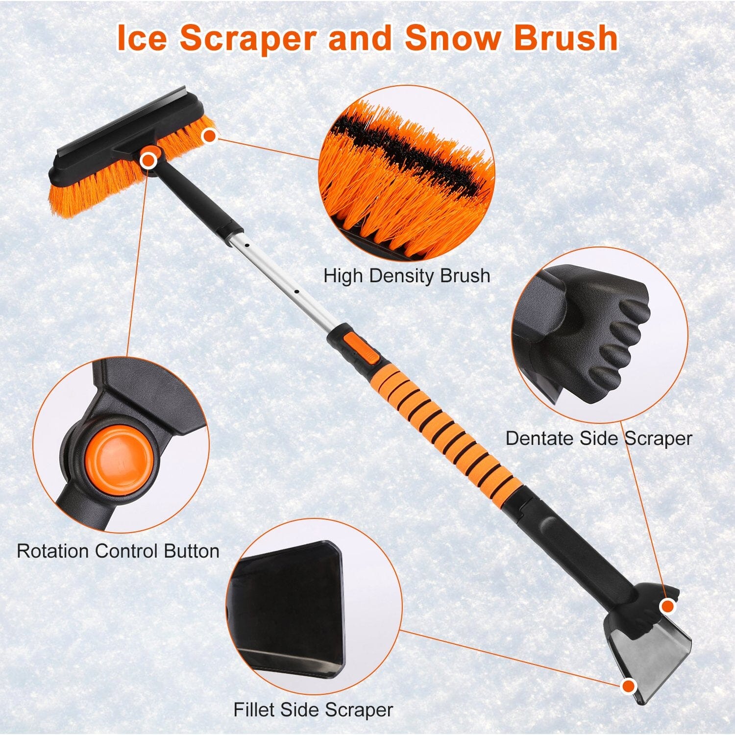 5-in-1 Detachable 180° Adjustable Ice Scraper Snow Shovel Clearance Discounts