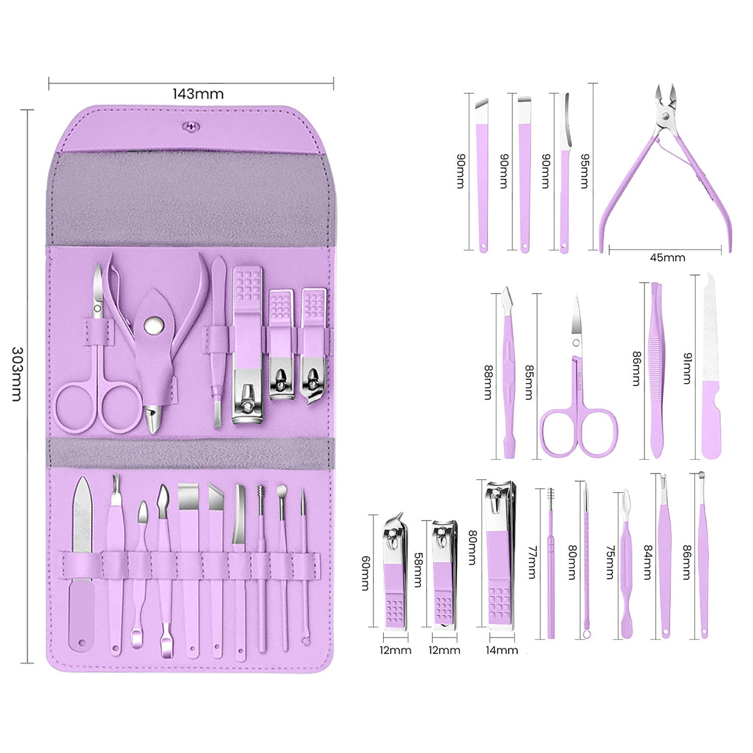 16-Piece: Stainless Steel Professional Manicure Pedicure Facial Set Grooming Kit with Leather Case Cheap Very Cheap