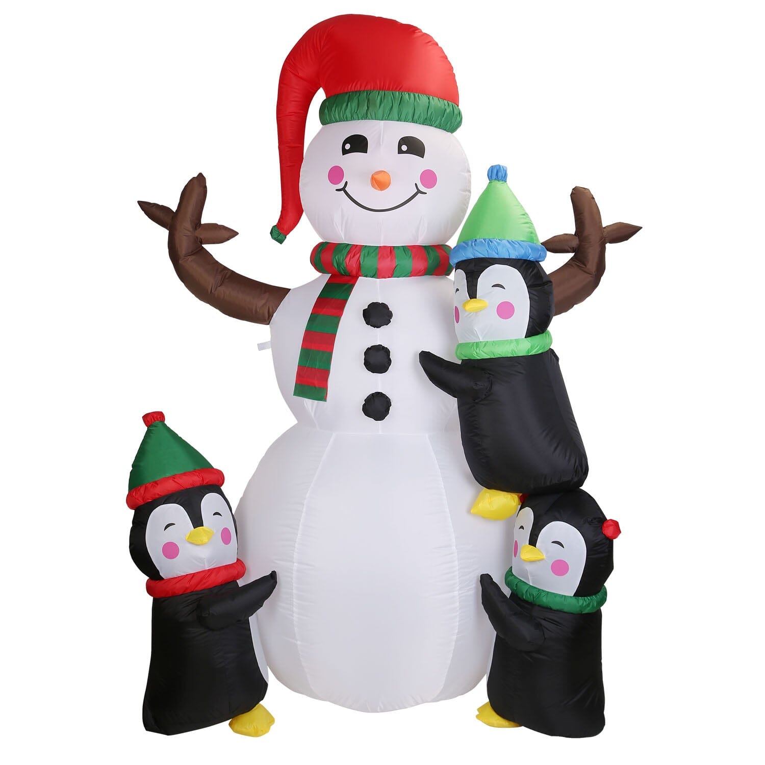 5.9Ft Snowman and Penguin Blow Up Yard Decoration with LED Light Built-in Air Blower Free Shipping For Sale