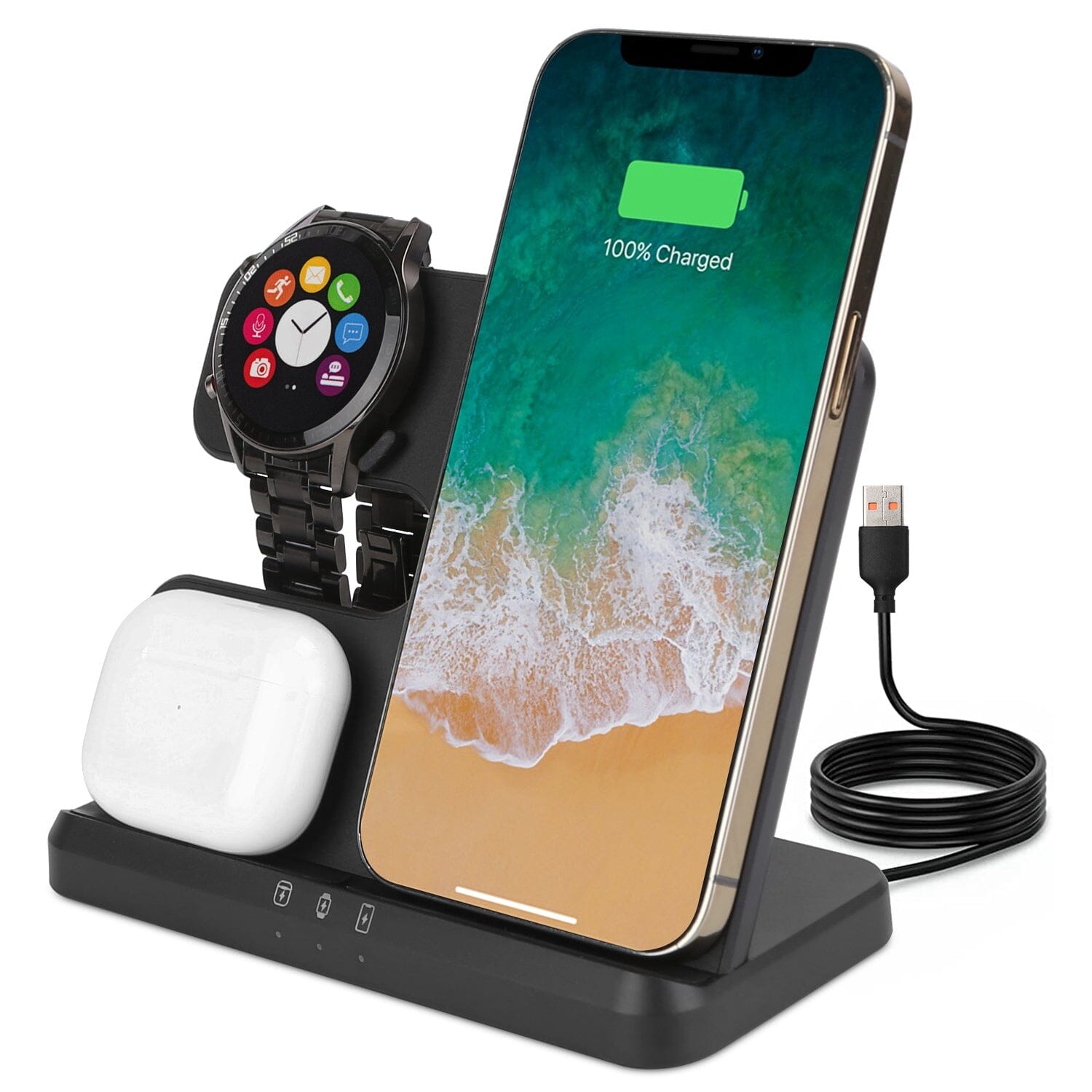 3-in-1 Fast Wireless Charger for Qi-enable Phones, Earphones and Watches Free Shipping Low Cost