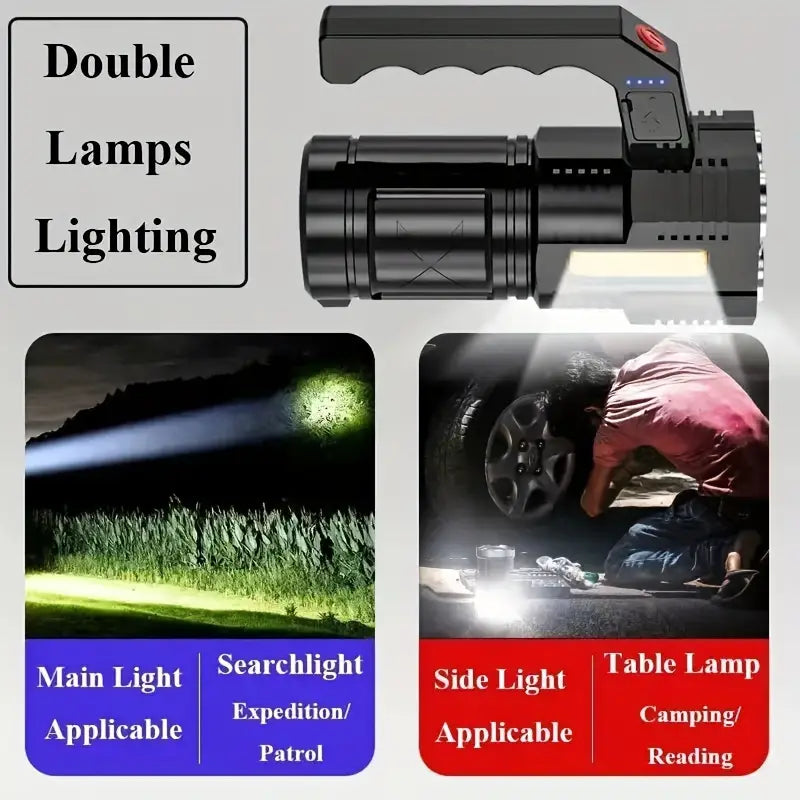 Tactical LED Flashlight, 800mAh Rechargeable Via USB, High-Power Light With 4-Mode Output Clearance Fast Delivery