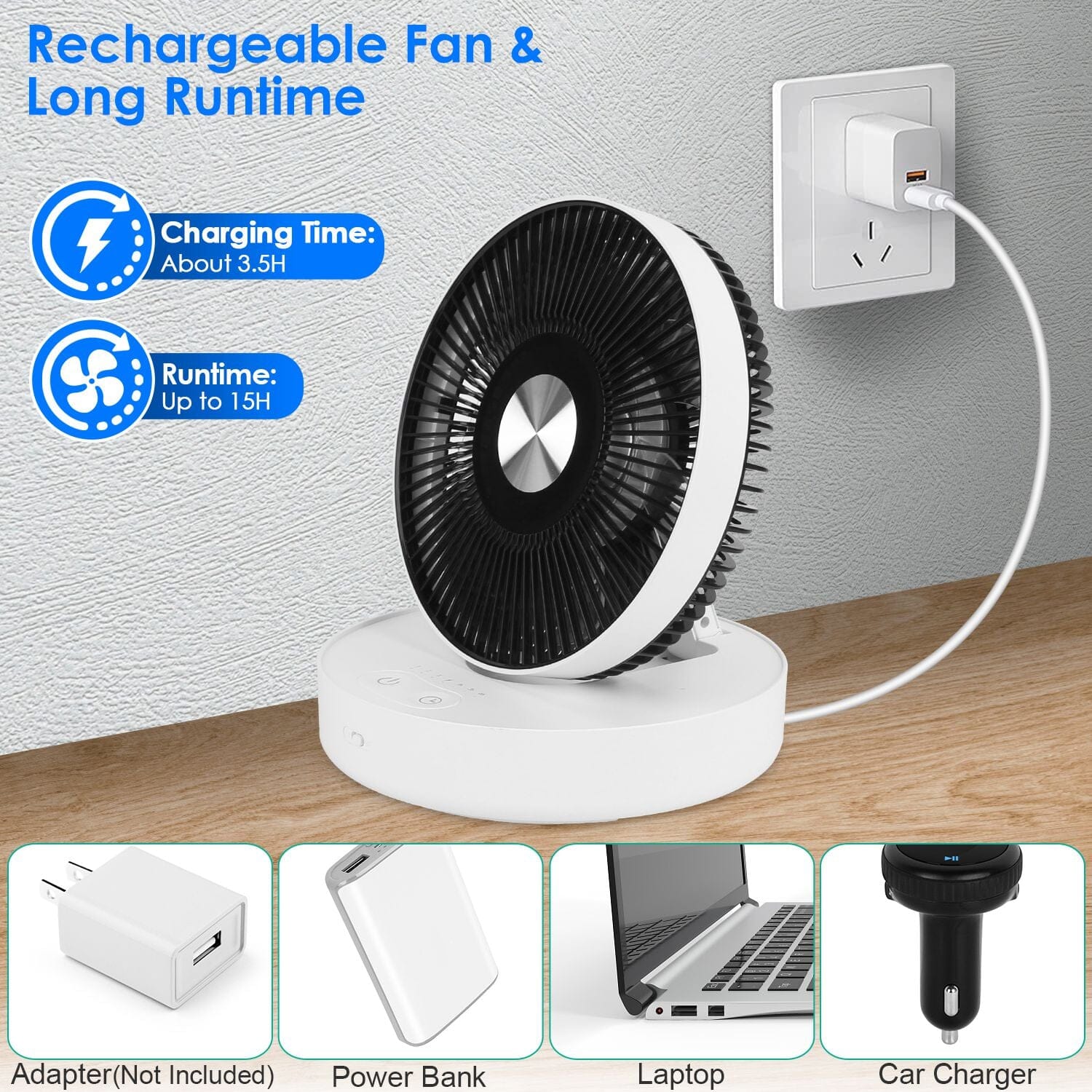 Foldable Rechargeable LED Desk Fan Wall Mounted with Magnetic Remote Sale 100% Guaranteed