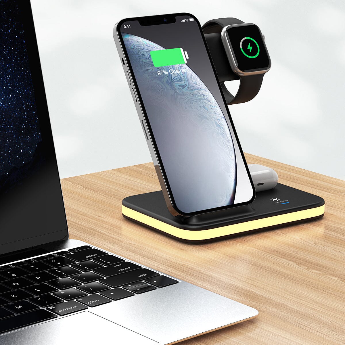 4-in-1 Wireless Charging Stand with Night Light Genuine Cheap Pice