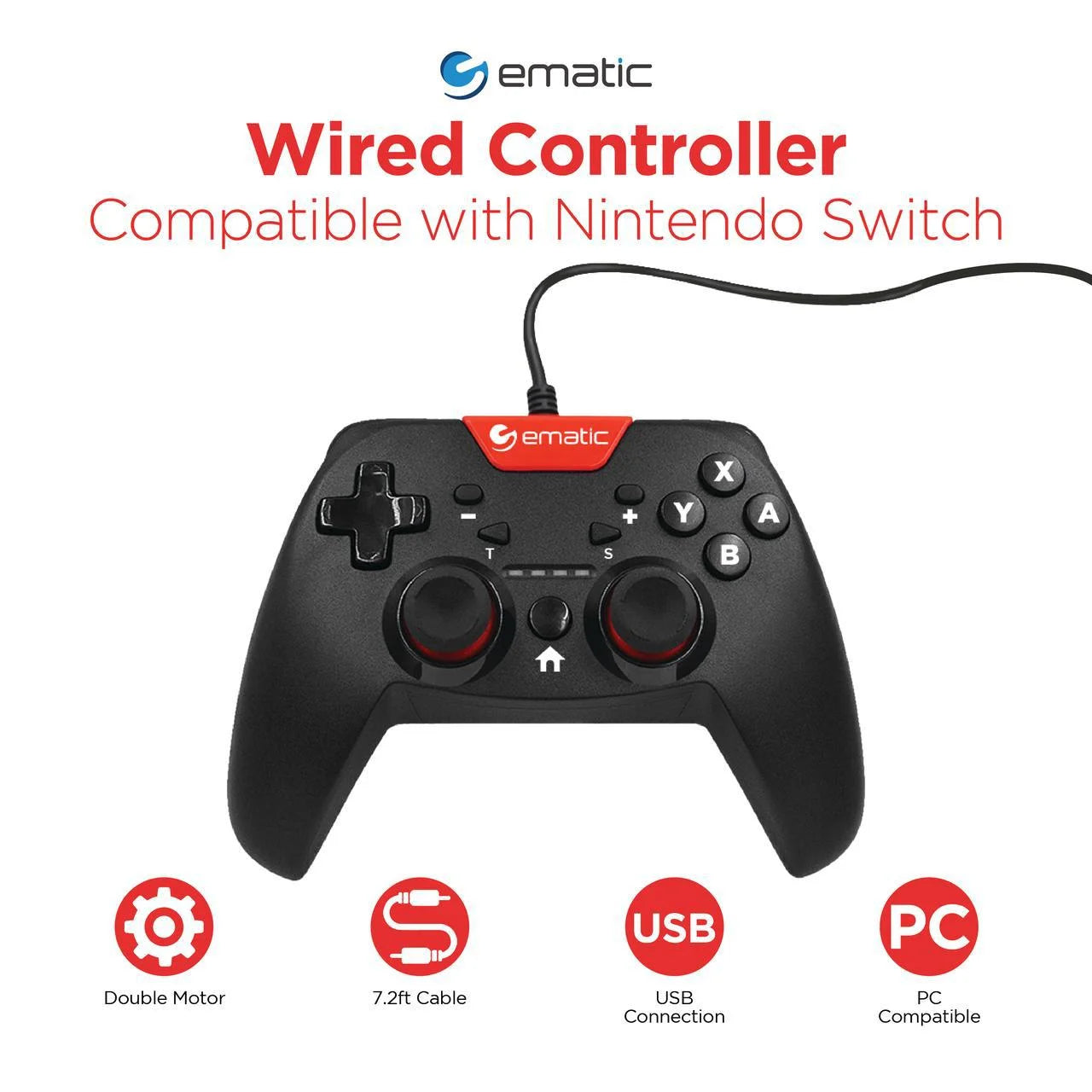 Ematic NSWC012W Nintendo Switch Wired Controller (Black) - New Get Authentic Cheap Online