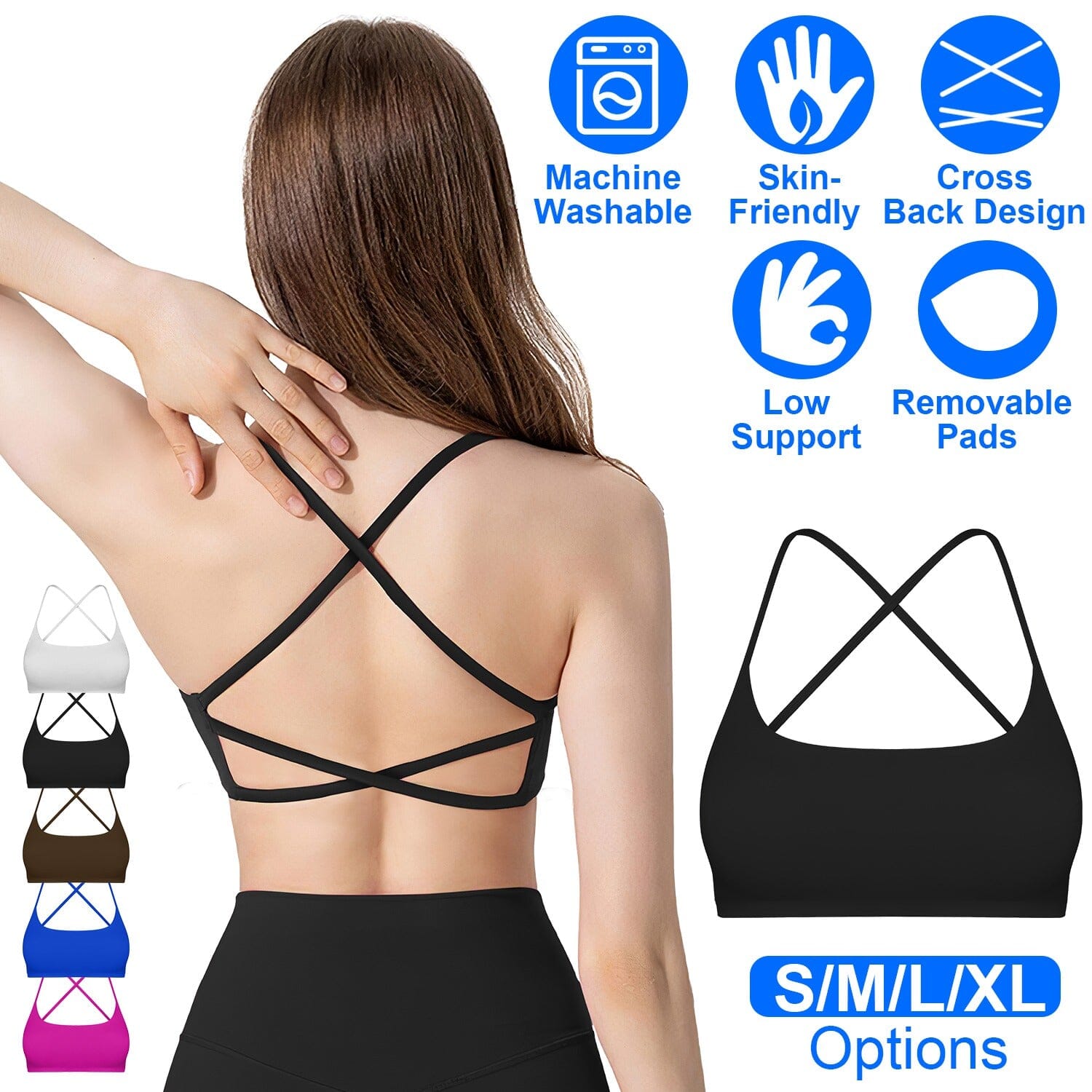 Women Cross Back Sport Bras Padded with Removable Pads Thin Straps Cheap Sale With Mastercard