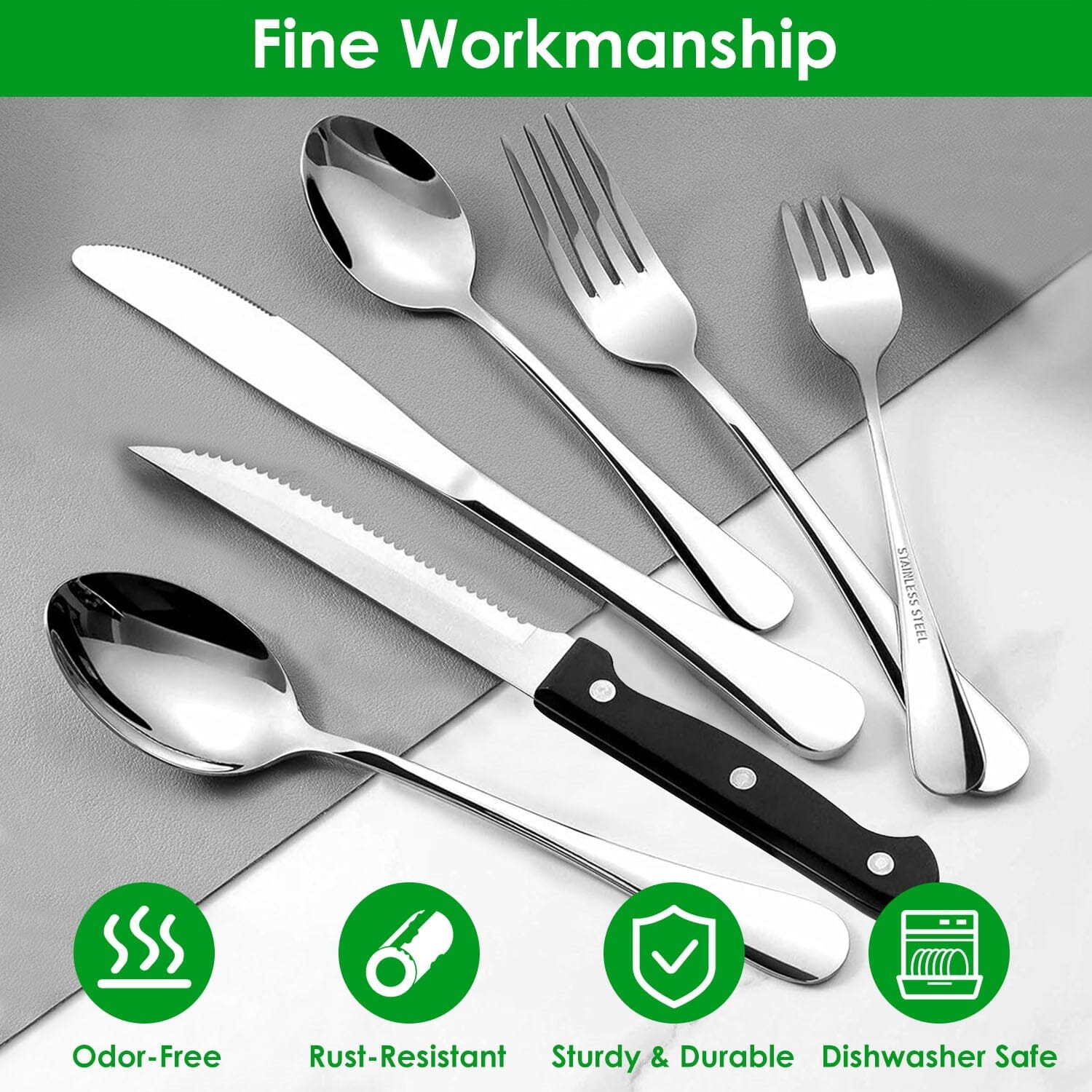 48-Piece: Stainless Steel Silverware Cutlery Set Fast Delivery For Sale