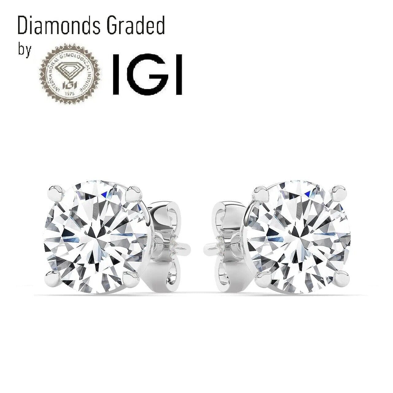 IGI, F/VS1, 4 CT Solitaire Lab-Grown Round Diamond Studs Earring, 950 Platinum Buy Cheap Cheap