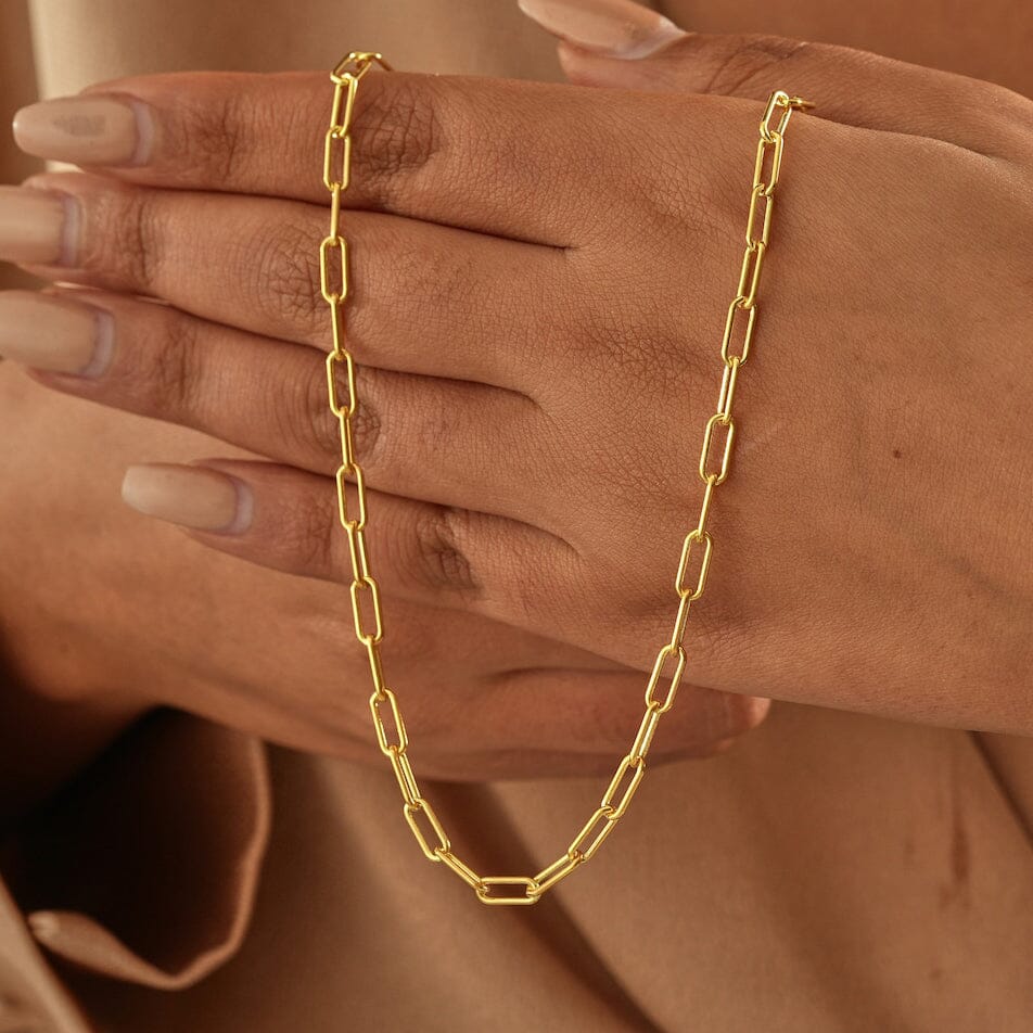 14k Yellow Gold Paper Clip Elongated Link Chain Sale Shop