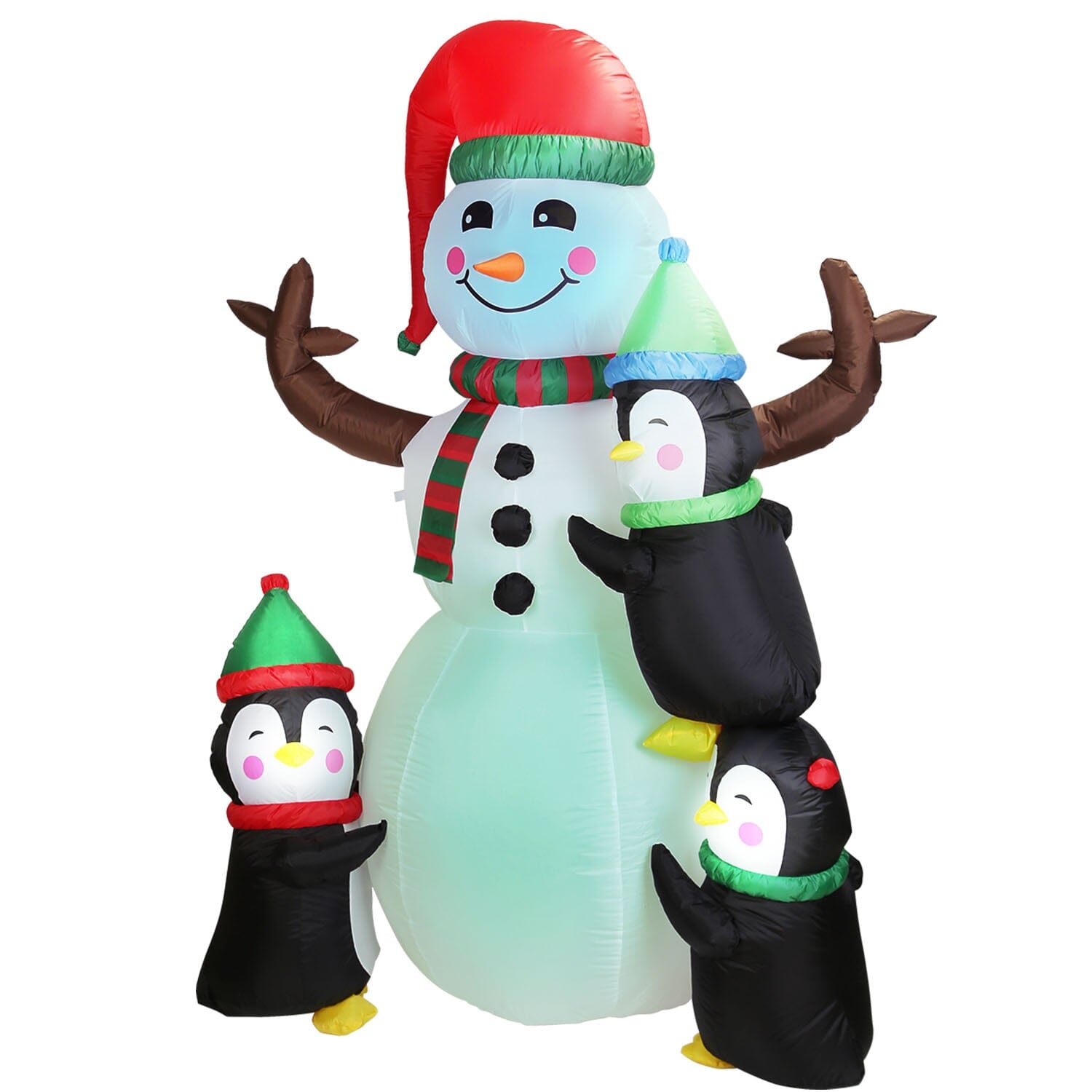 5.9Ft Snowman and Penguin Blow Up Yard Decoration with LED Light Built-in Air Blower Free Shipping For Sale