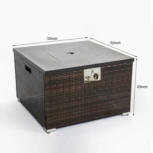 32 Outdoor Rattan Propane Gas Fire Table with Tile Tabletop Cost Cheap Online