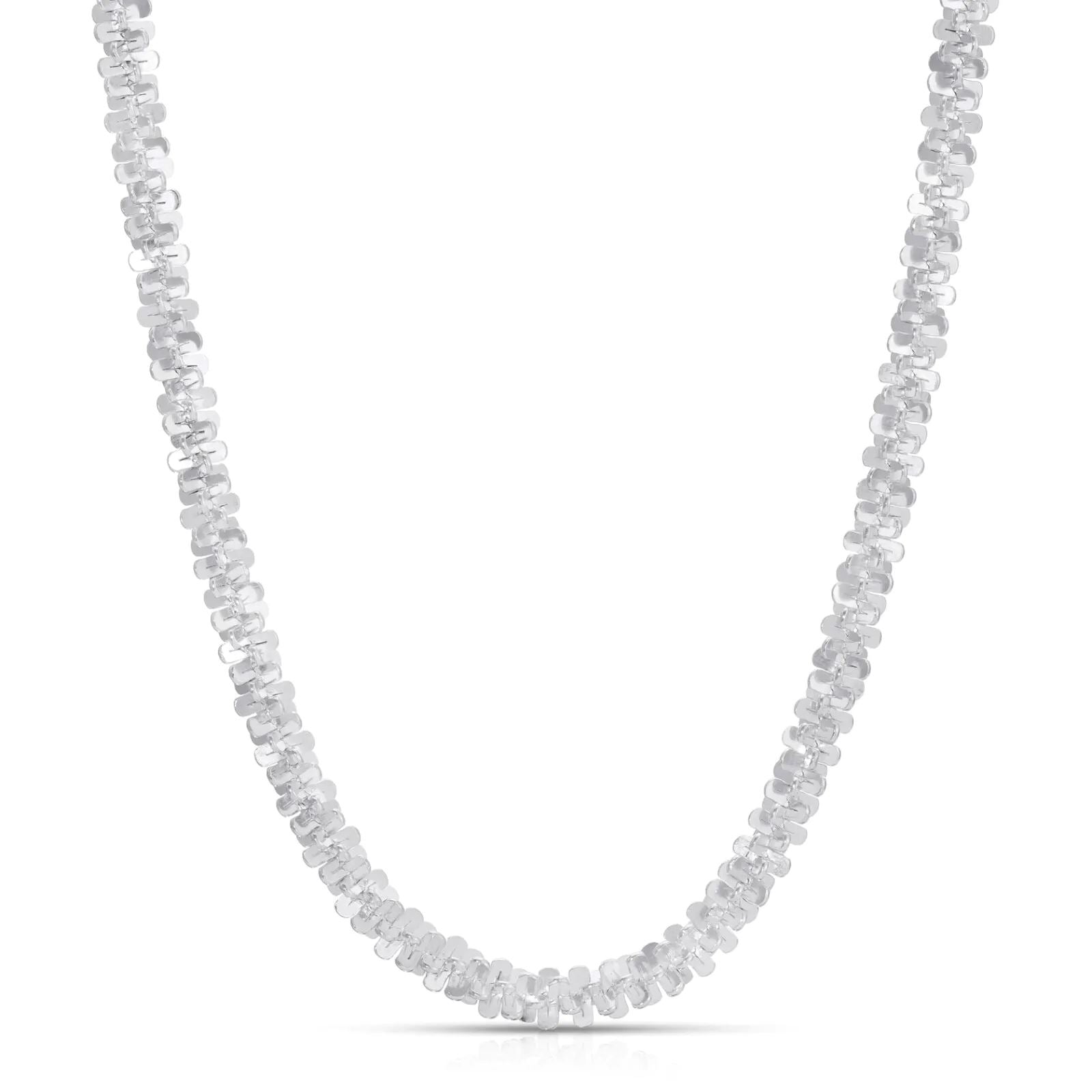 925 Sterling Silver Sparkle Glitter Margarita Twisted Rock Chain 3.5mm Necklace With Paypal Cheap Online