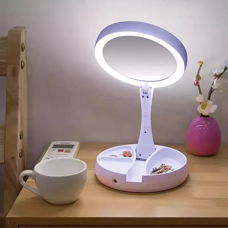 Foldable Makeup Mirror With LED Light Official Site