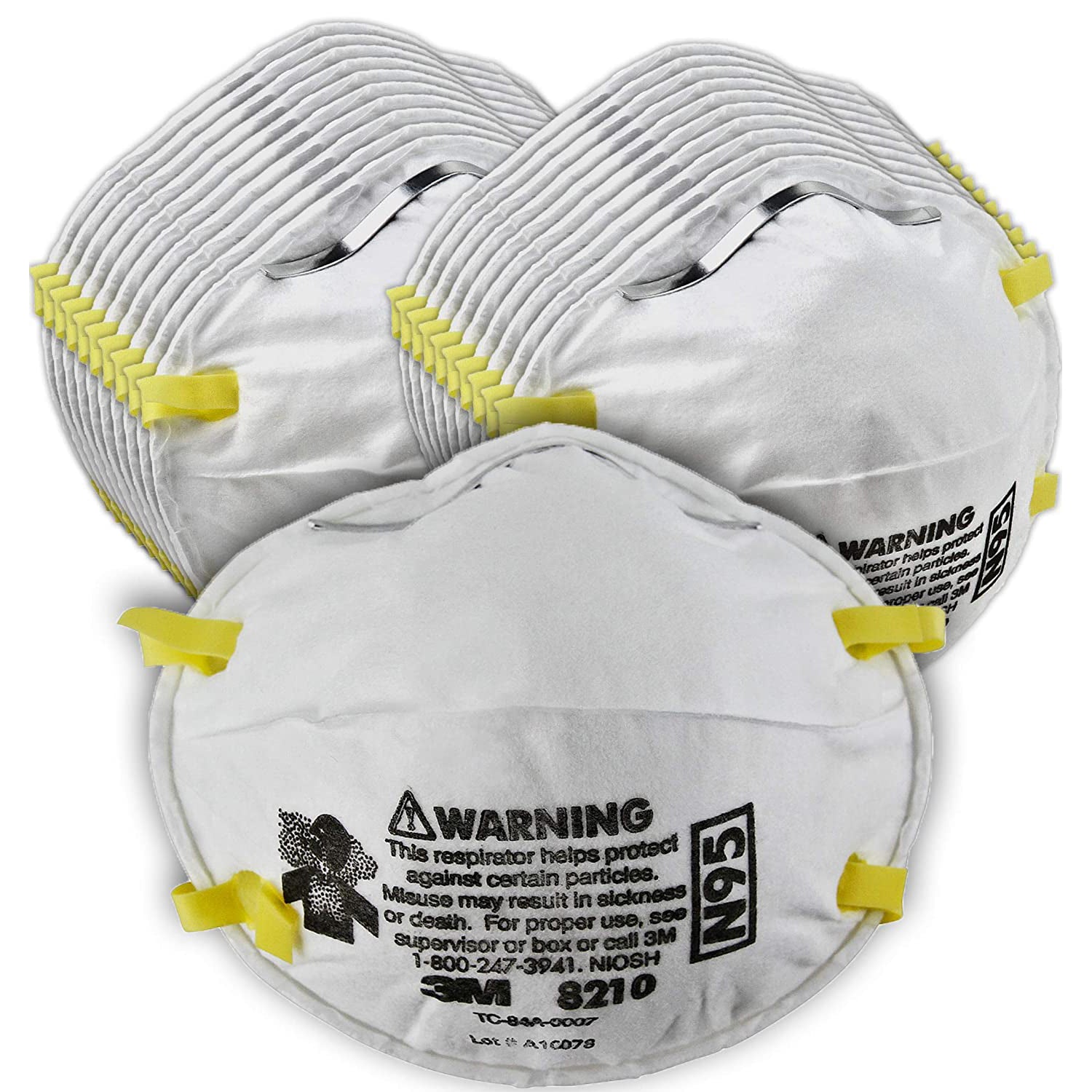 20-Pack: 3M Personal Protective Equipment 8210 Particulate Respirator Excellent