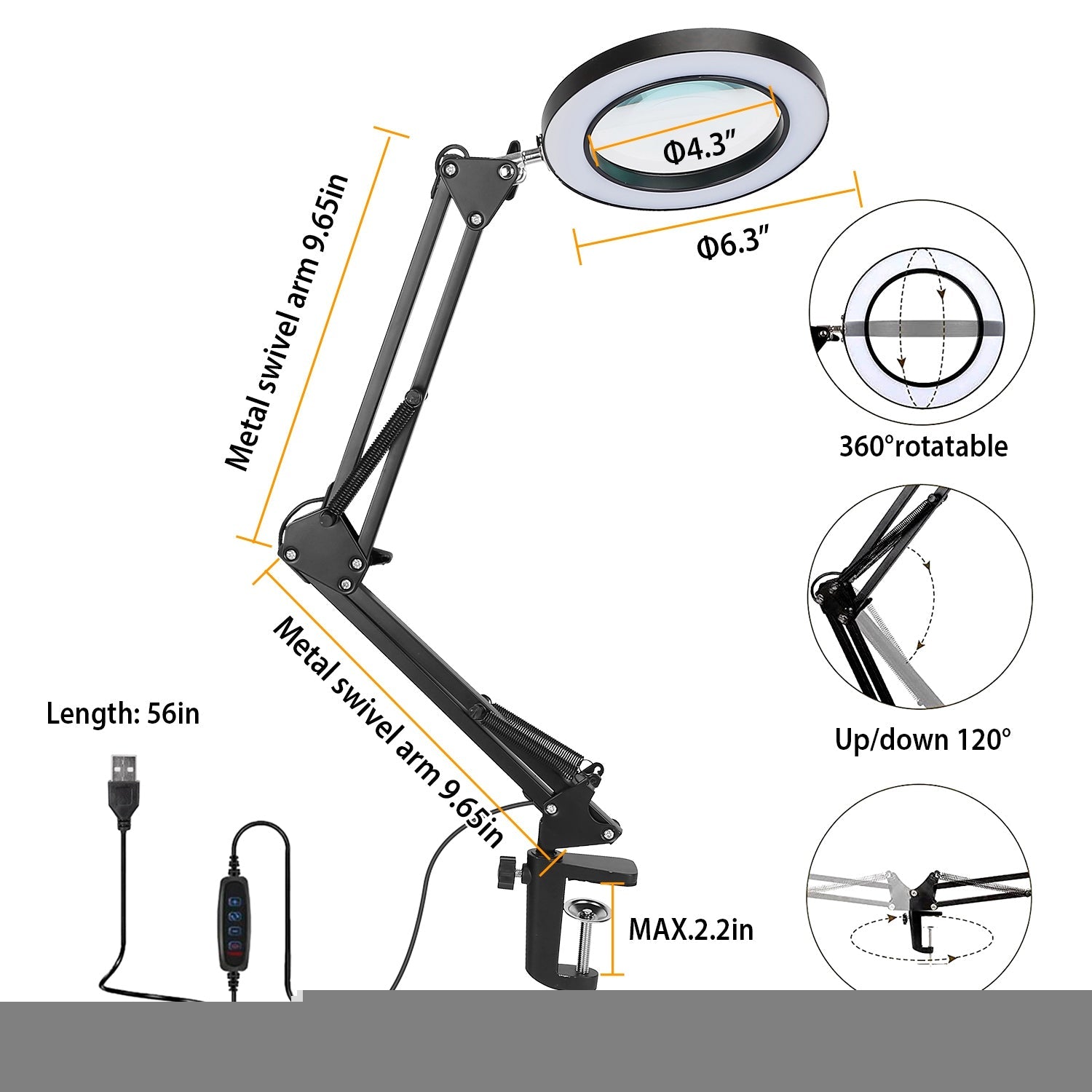 2-in-1 LED Magnifier Desk Lamp with 8x Magnifying Glass From China