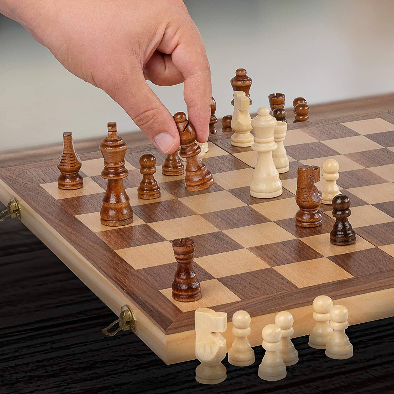Handcrafted Chess Pieces Wooden Chess Set with Wooden Checkers Pieces Cheap Genuine