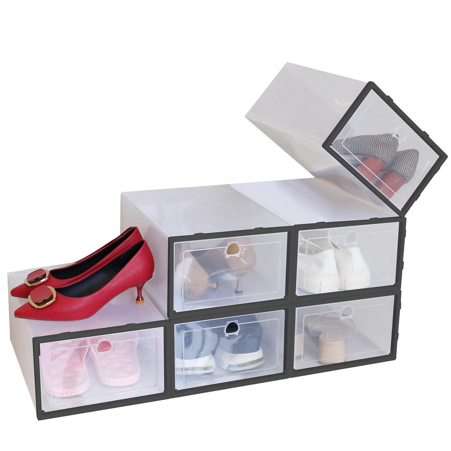 Stackable Shoe Storage Bin Transparent Dustproof Cheap Pice
