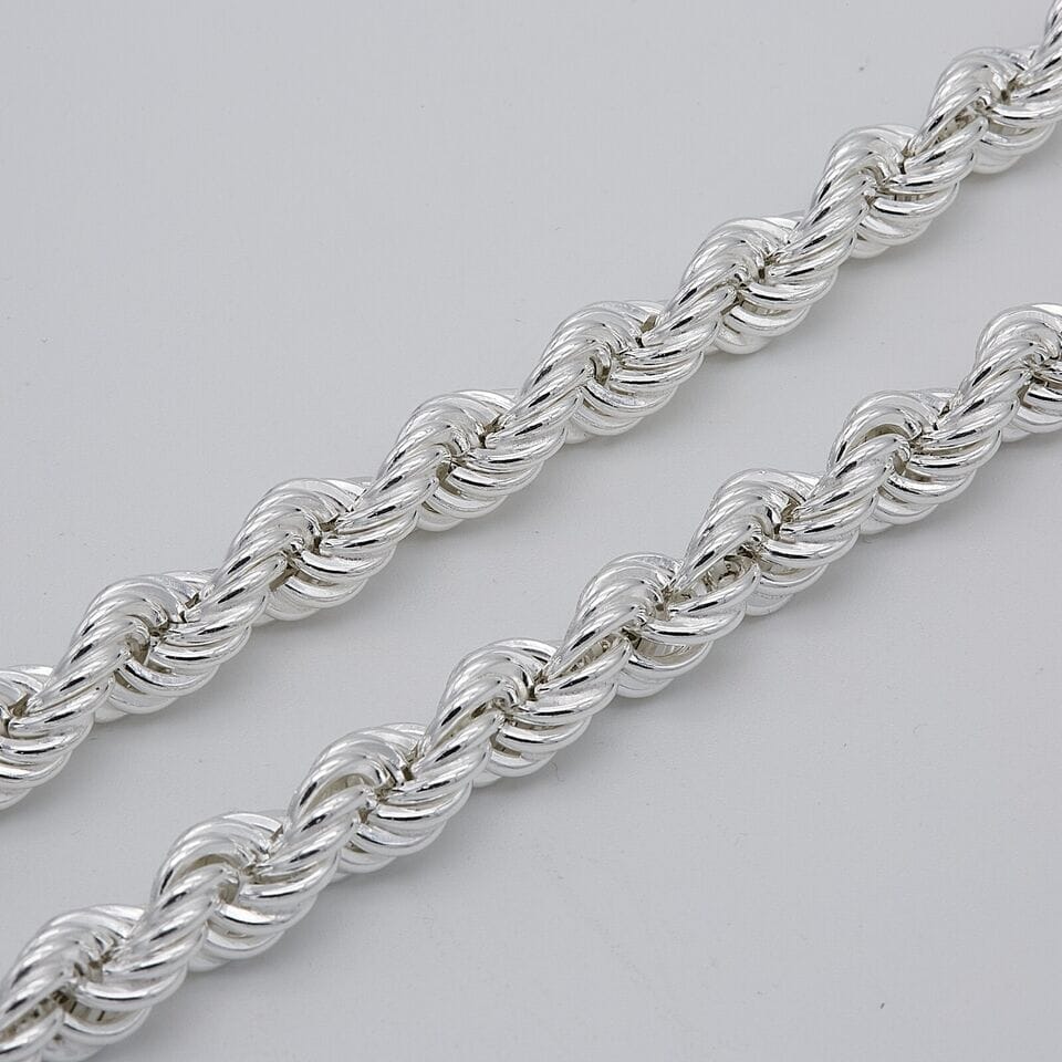 Solid 925 Sterling Silver Italian Rope Chain Mens Necklace 8MM - Diamond Cut Buy Cheap From China