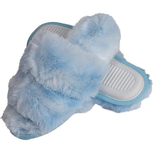 Roxoni Fuzzy House Slippers for Women Comfortable Furry Spa Cozy Slip On Open Toe Where To Buy Cheap Real