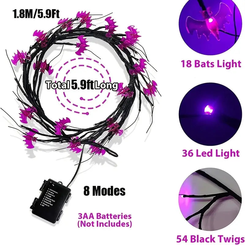 54LED Halloween Bat Decorative Branch String Lights, Wall-mounted Indoor Decorative String Lights Buy Cheap 2025 Unisex