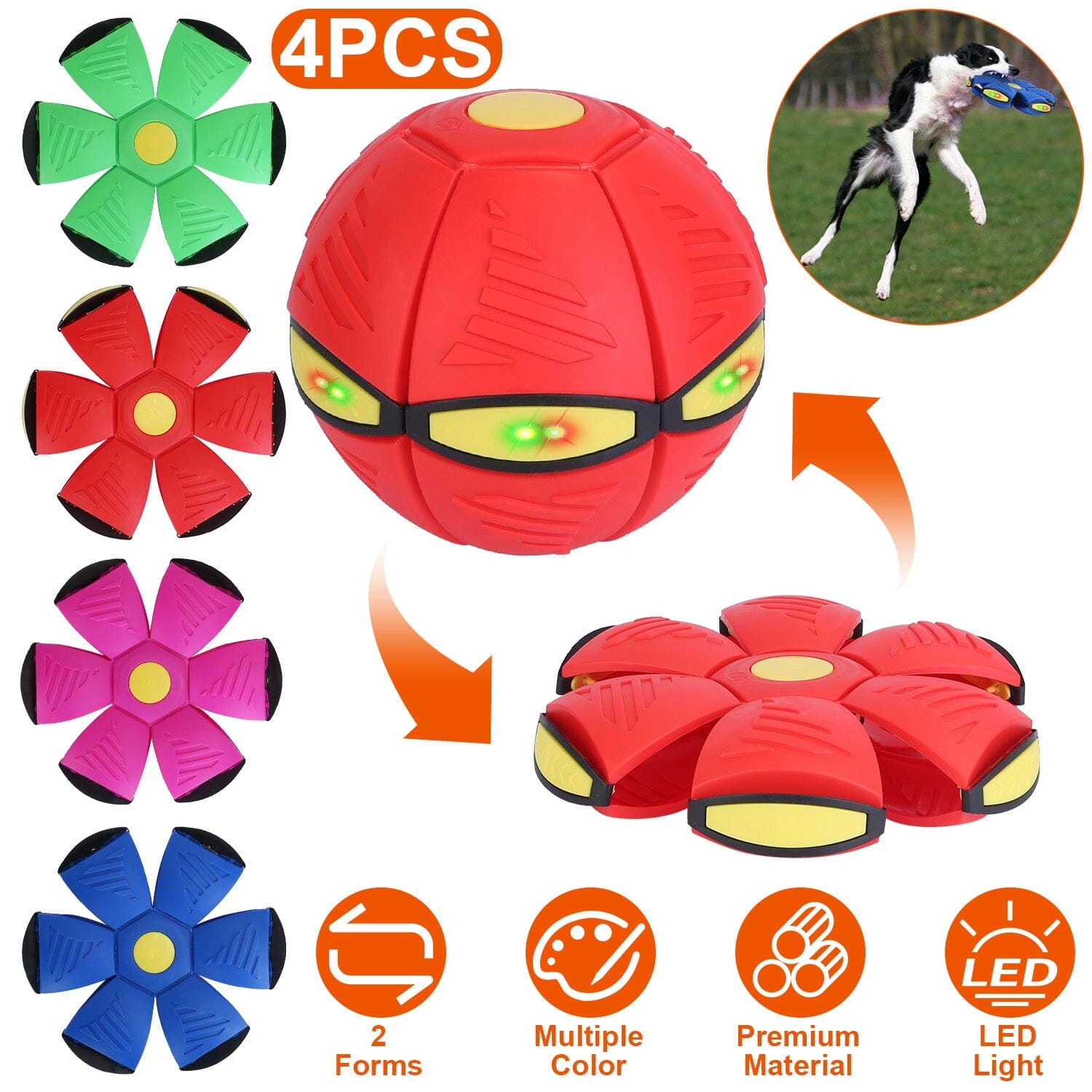 4-Pack: Flying Saucer Ball with LED Lights Discount Fashionable