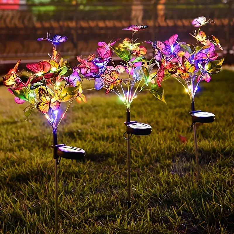 2-Pack: Solar-Powered Butterfly Flower Lamp Discount View