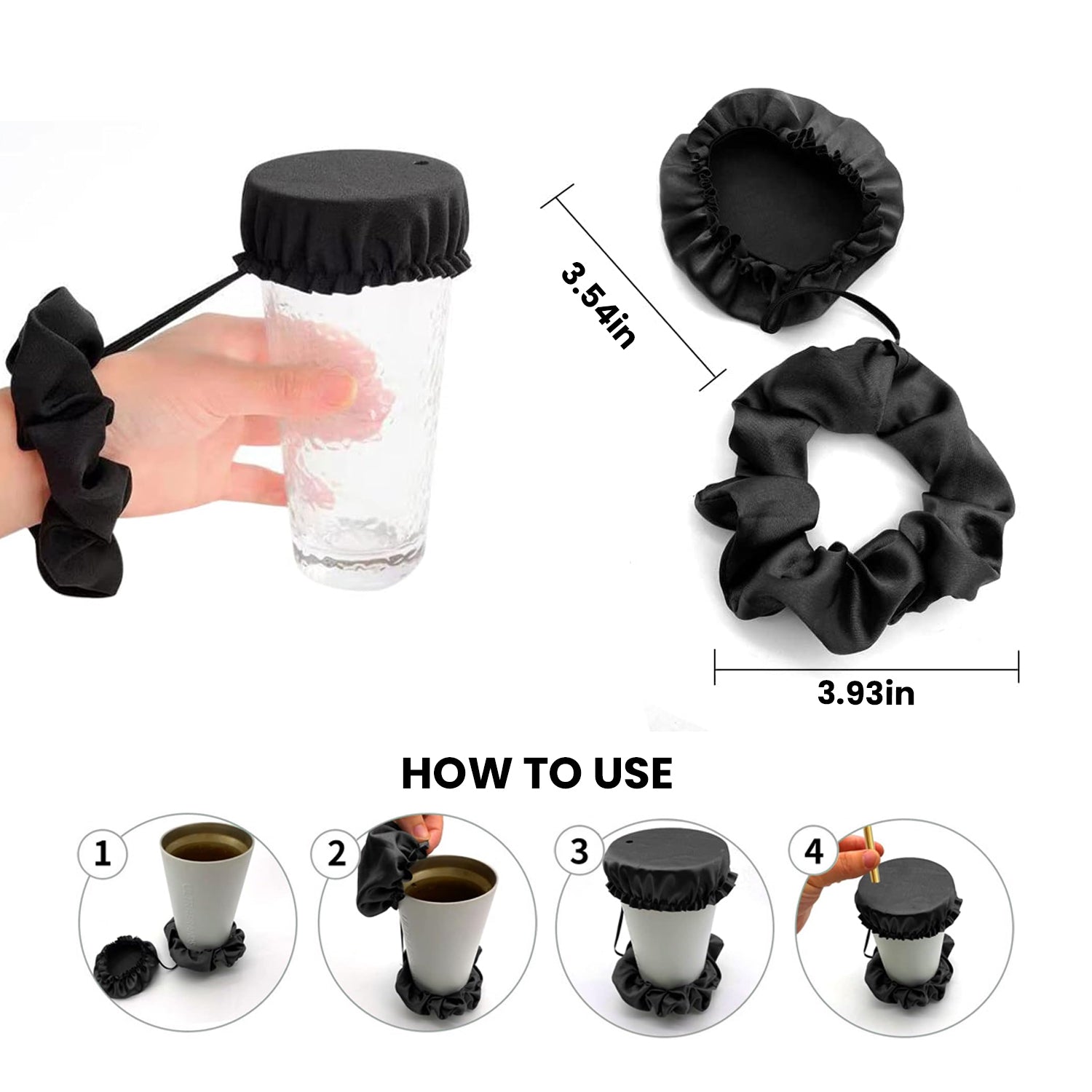 Reusable Anti-Spike Scrunchie Drink Mug Glass Cover Cap Headband with Straw Hole for Covering Drinks Party, Club, Disco Fashion Style Online