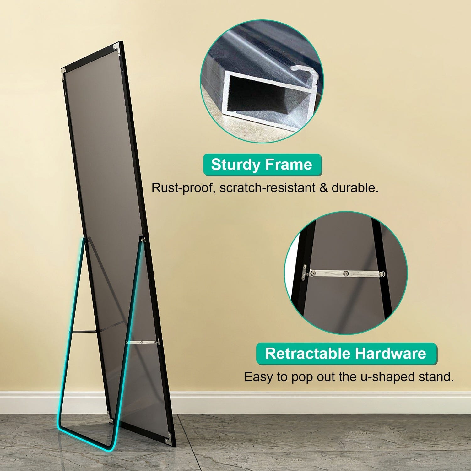 Full Length Mirror Aluminum Alloy Wall Mirror Free Standing Floor Fashionable Cheap Pice