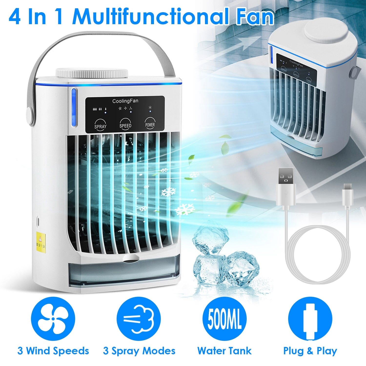 Portable Air Conditioner Fan Evaporative Humidifier 3 Speed Spray Cheap Sale Good Selling