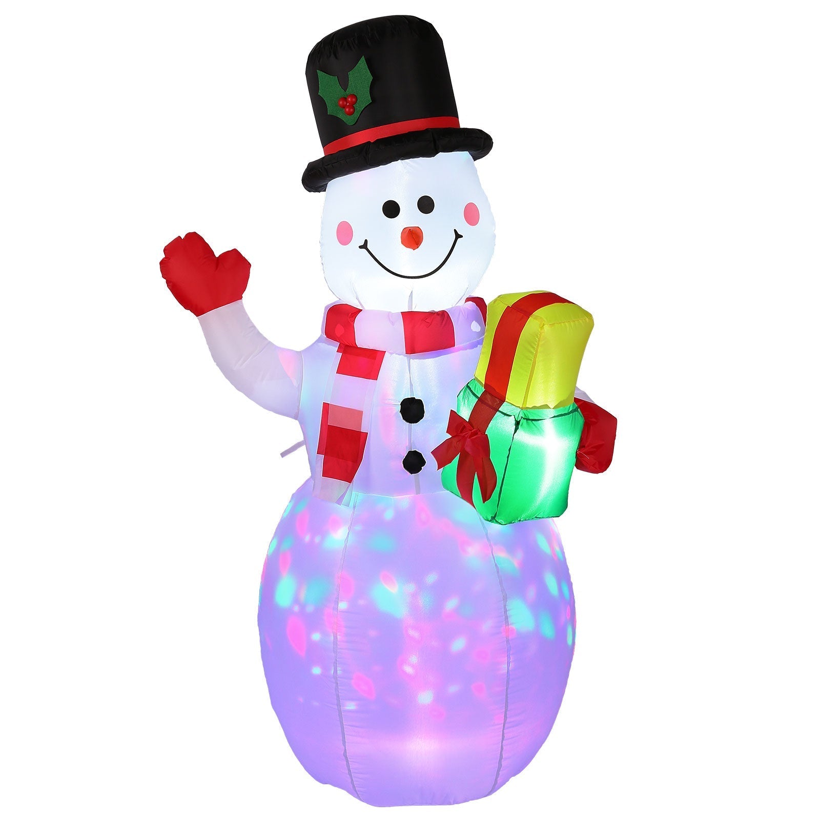 5FT Snowman Inflatable Outdoor Decoration Rotating LED Lights Finishline