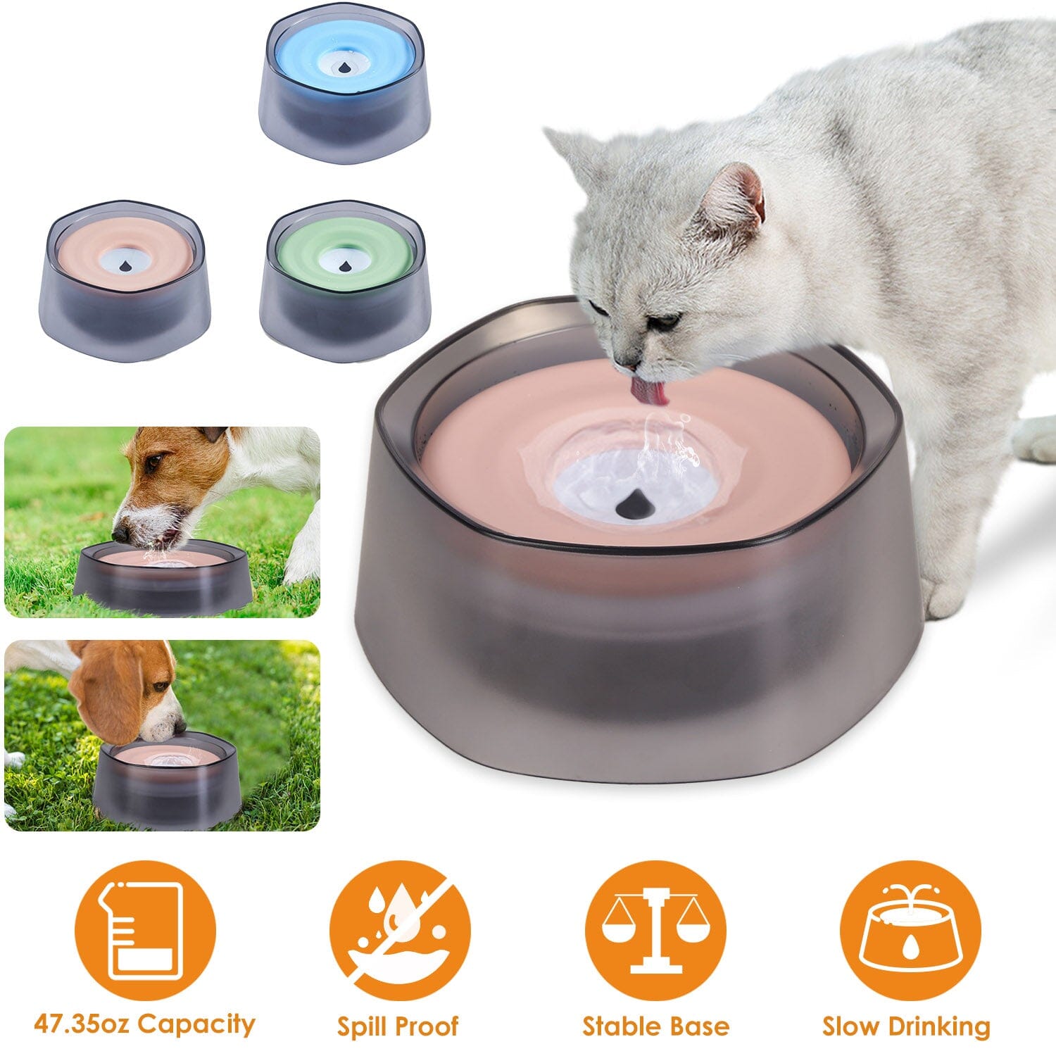 No Spill Dog Cat Water Bowl Spill Proof Slow Water Feeder 2025 Cheap Pice