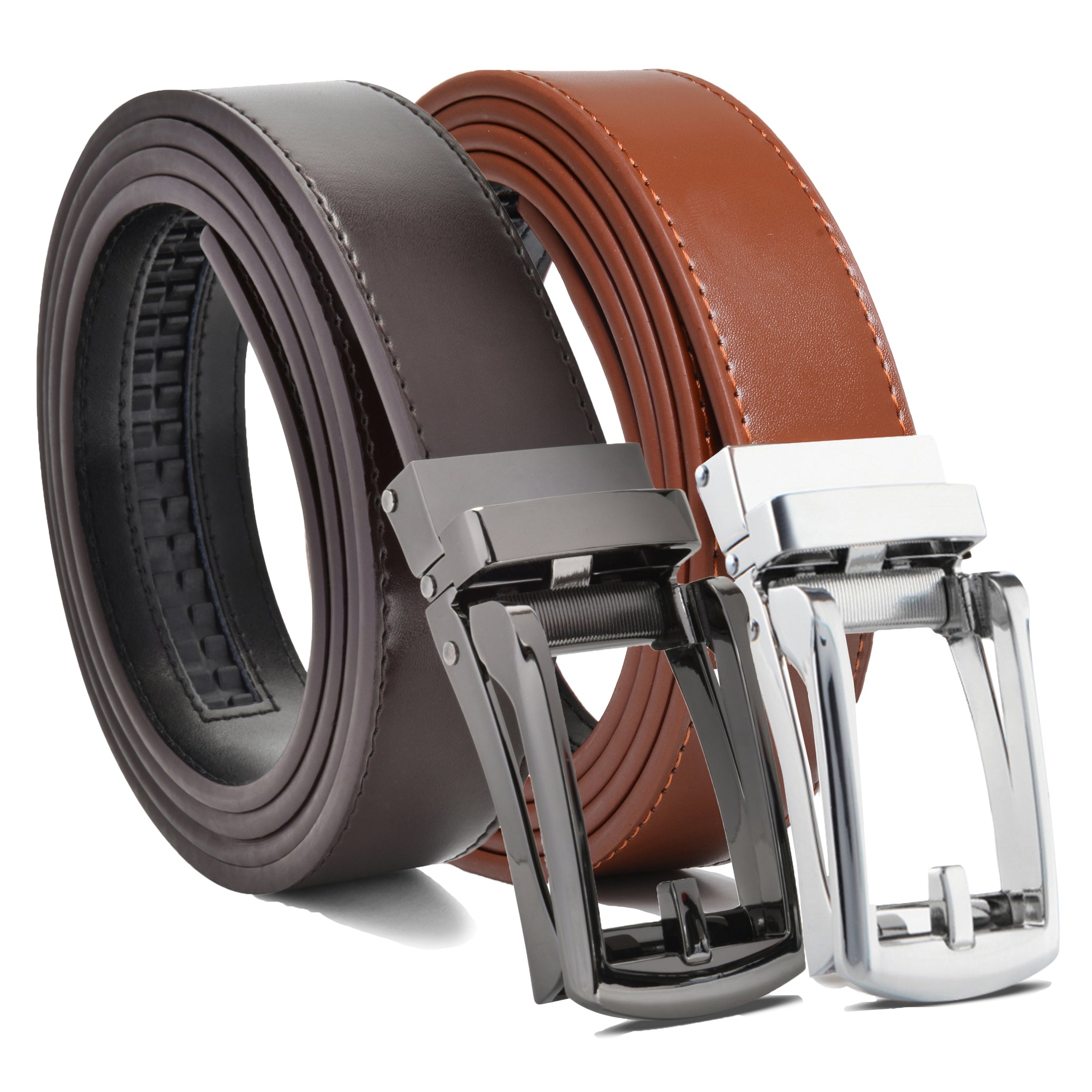 2-Pack: Carlo Fellini Men's Ratchet Belt Genuine Leather Belt Sale Cheapest Pice