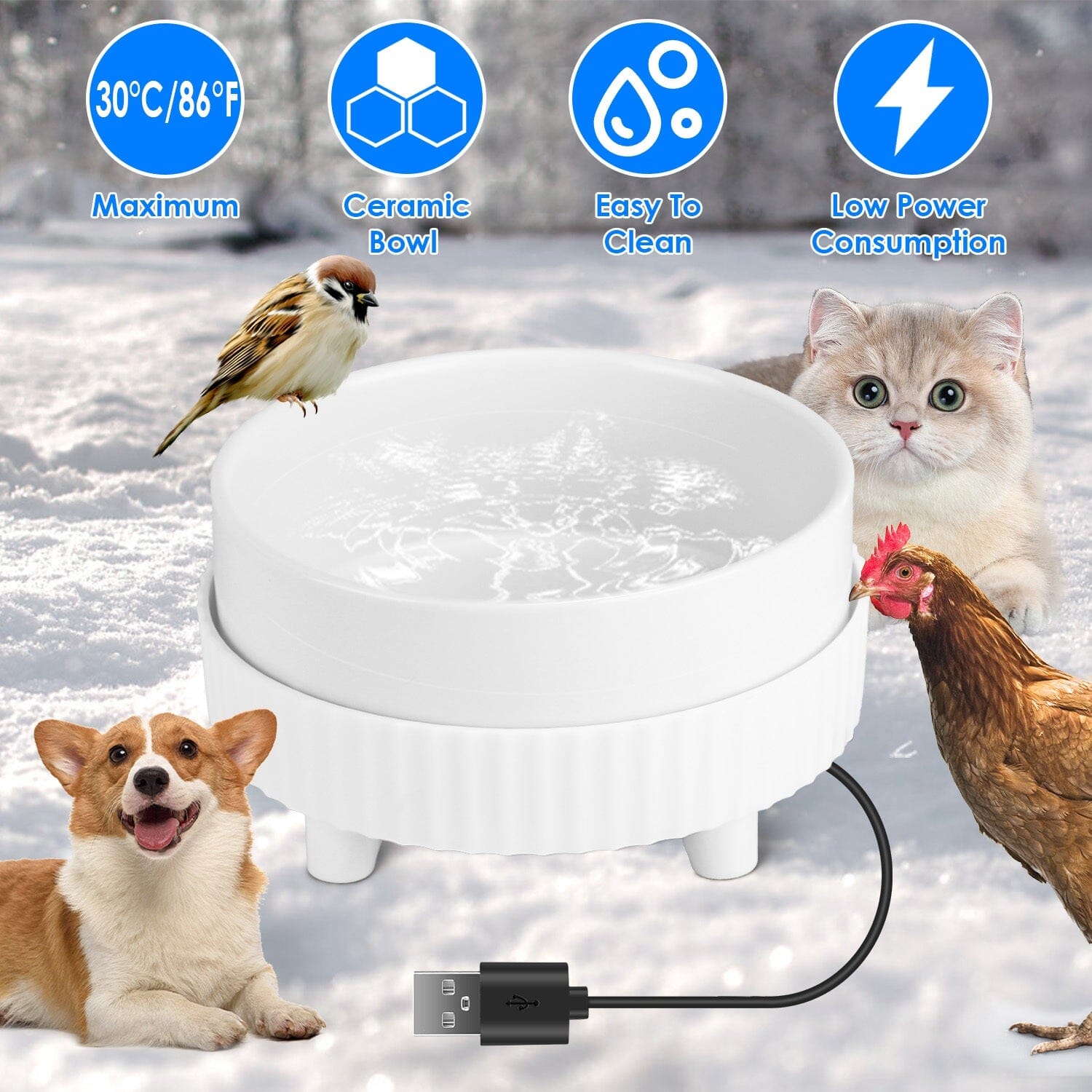 Ceramic Heated Pet Water Bowl Food Warmer Discount View