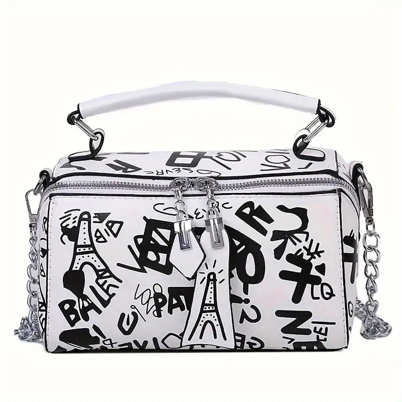 Graffiti Trendy Chain Crossbody Bag for Women Cheap Sale Best Store To Get